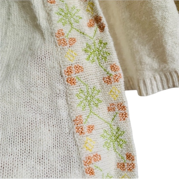 SUNDANCE Embroidered Lattice Lace Open Front Cotton/Linen Blend Duster Cardigan - Picture 8 of 10
